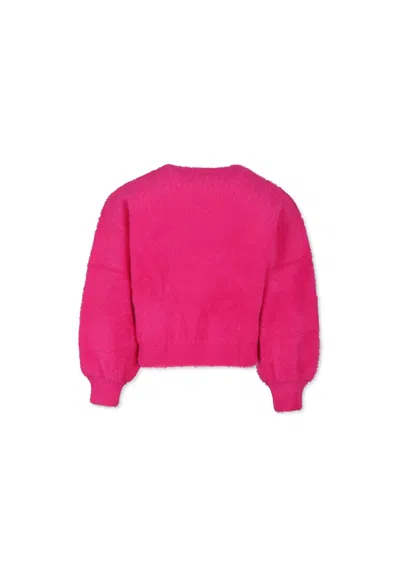 Marc Jacobs Fuchsia Crop Sweater For Girl With Logo In Fuchsia
