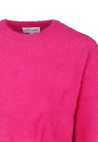 Marc Jacobs Fuchsia Crop Sweater For Girl With Logo In Fuchsia