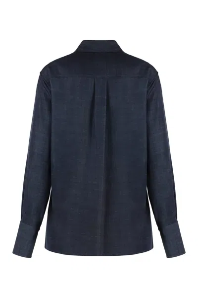 Shop Hugo Boss Denim Look Shirt In Blue