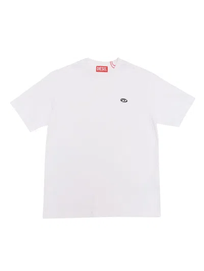 Diesel Oval-d Logo Patch Crewneck T-shirt In White