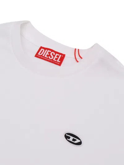 Diesel Oval-d Logo Patch Crewneck T-shirt In White