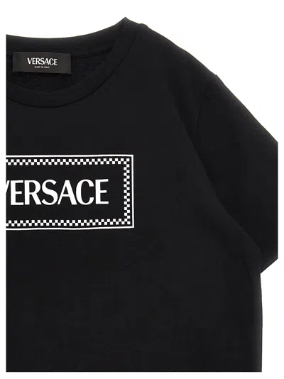 Versace Logo-print Cotton T-shirt In White/black