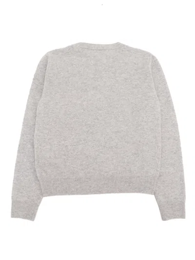 Moncler Logo-embroidered Virgin Wool Jumper In Grey