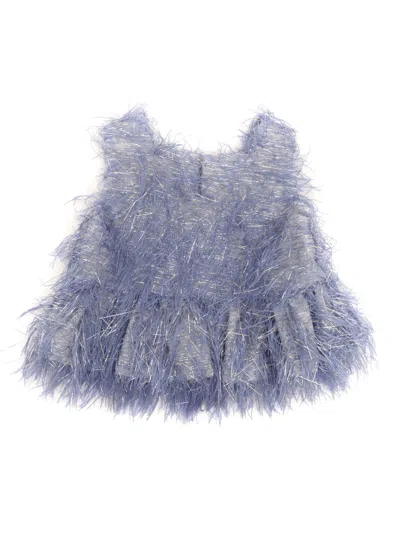 Douuod Fringe-detail Top In Light Blue