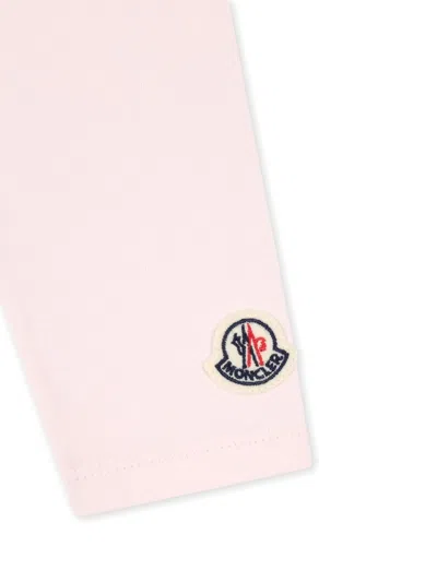 Shop Moncler Pink Leggings With Logo Patch