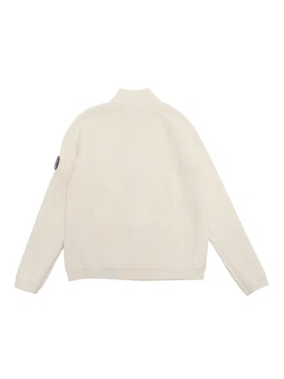 C.p. Company Undersixteen Zipped Sweater In White