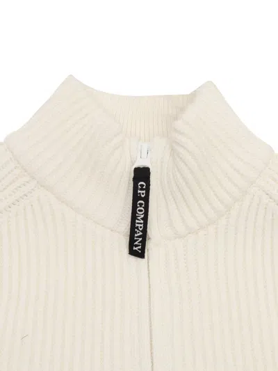C.p. Company Undersixteen Zipped Sweater In White