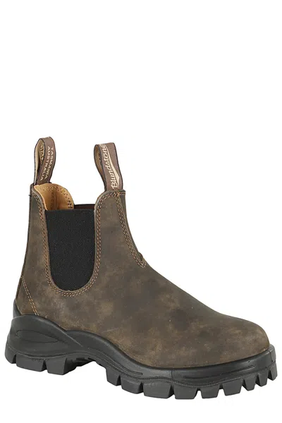 Blundstone High Rubber Sole Brown Leather Boot In Rustic Brown