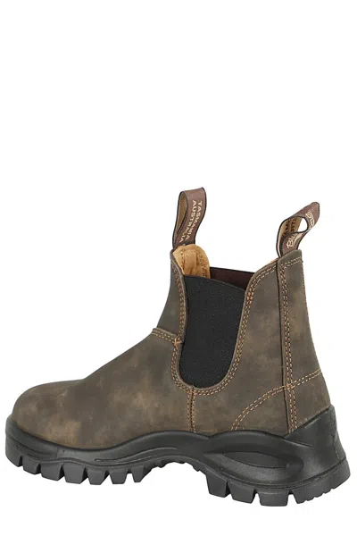 Blundstone High Rubber Sole Brown Leather Boot In Rustic Brown