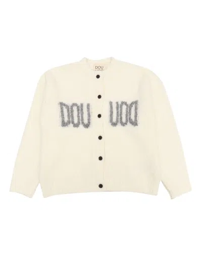 Douuod Intarsia-knit Logo Cardigan In White