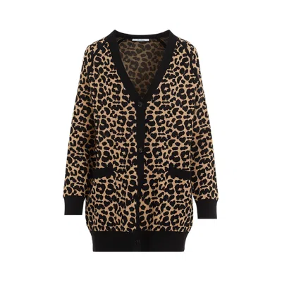 Shop Max Mara Leopard Patterned V-neck Cardigan In Marrone