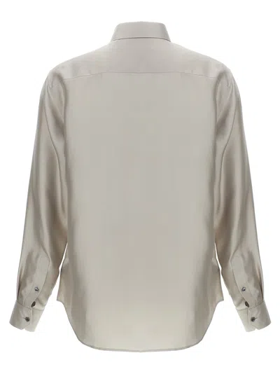 Shop Giorgio Armani Silk Shirt In Gray