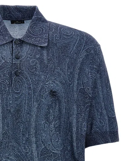 Shop Etro Paisley Polo Shirt In Blue