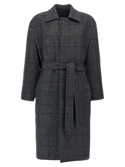 Shop Brioni Milano Coat In Gray