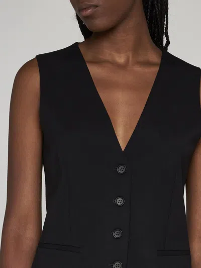 Shop P.a.r.o.s.h Lilux Stretch Wool Vest In Nero