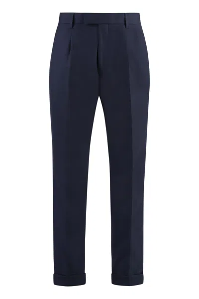 Hugo Boss Boss Virgin Wool Trousers In Blue