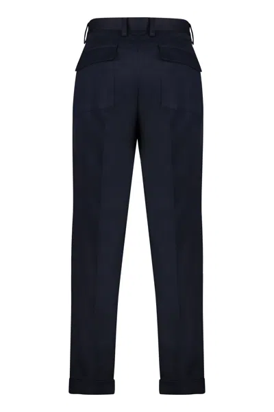 Paolo Pecora Cotton Blend Trousers In Blue