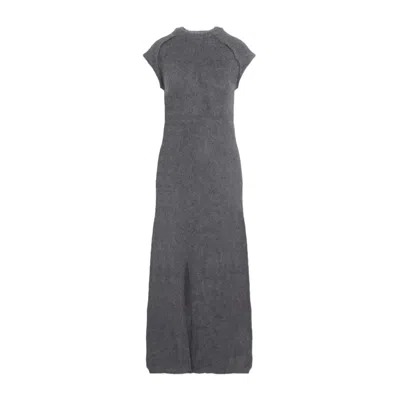 Jil Sander Boiled Wool Brushed Knit Long Dress In Rainstorm