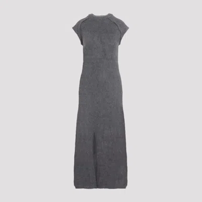 Jil Sander Boiled Wool Brushed Knit Long Dress In Rainstorm