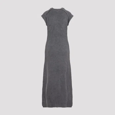 Jil Sander Boiled Wool Brushed Knit Long Dress In Rainstorm
