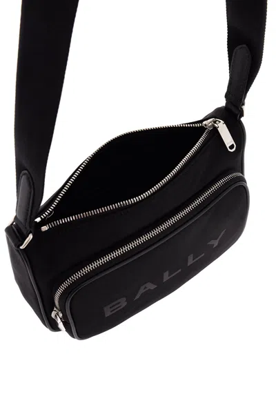 Shop Bally Nylon Shoulder Bag With Adjustable Strap In Black+palladio (black)