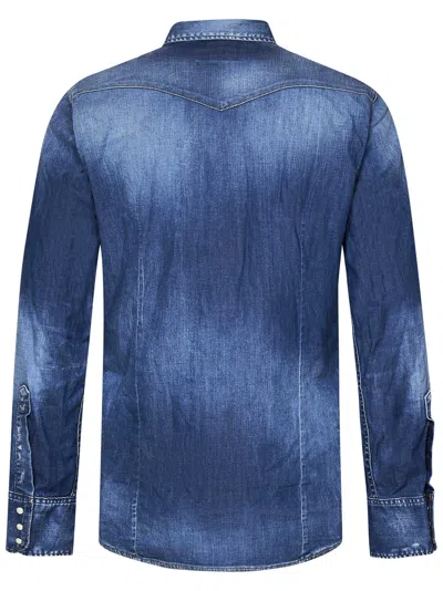 Shop Dsquared2 Medium Wash Classic Western Shirt In Blue