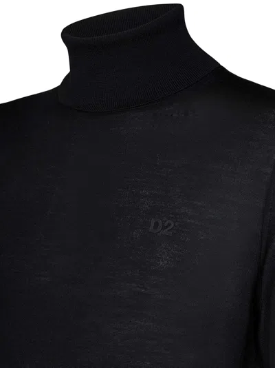 Dsquared2 Virgin Wool Turtleneck Sweater In Black