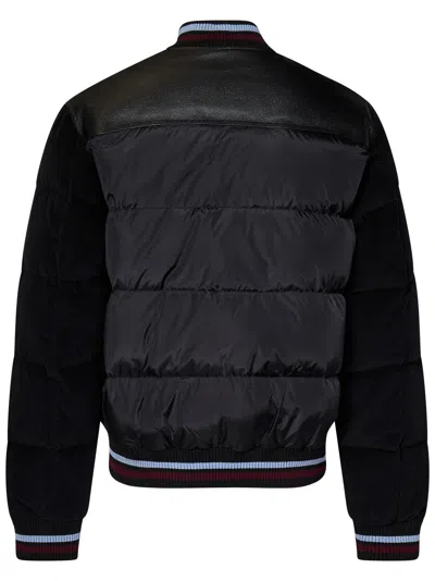 Dsquared2 Padded Down Feather Coats With Corduroy Sleeves In Black
