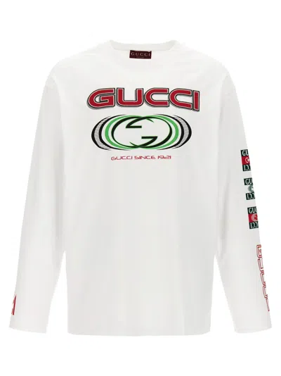 Shop Gucci Logo Print T-shirt In White