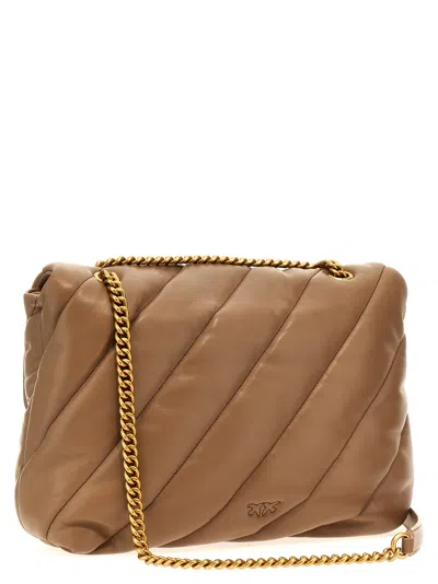 Shop Pinko Big Love Bag Puff Maxi Quilt Crossbody Bag In Beige