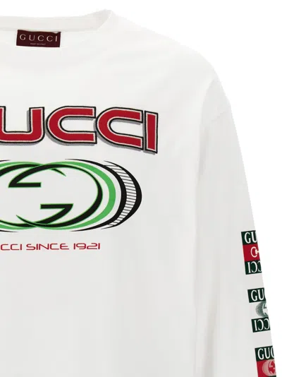 Shop Gucci Logo Print T-shirt In White