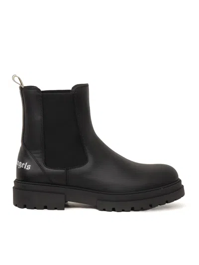 Palm Angels Leather Chelsea Boots In Black