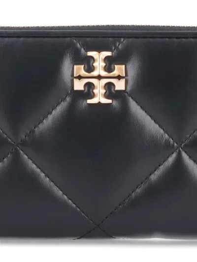 Tory Burch Kira Diamond Quilt Zip Continental Wallet In Black
