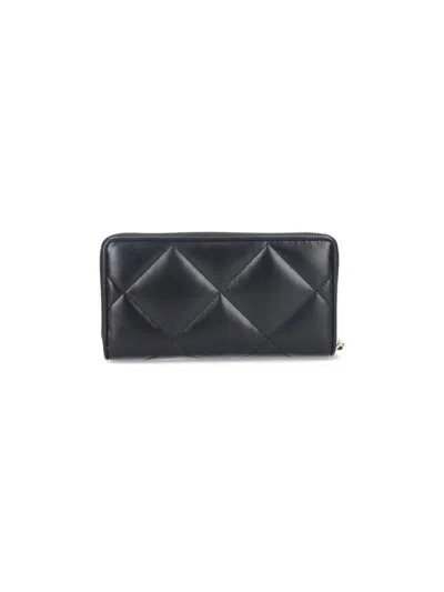 Tory Burch Kira Diamond Quilt Zip Continental Wallet In Black