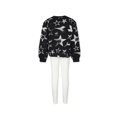Diadora Black Suit For Girl With Logo In Multicolor