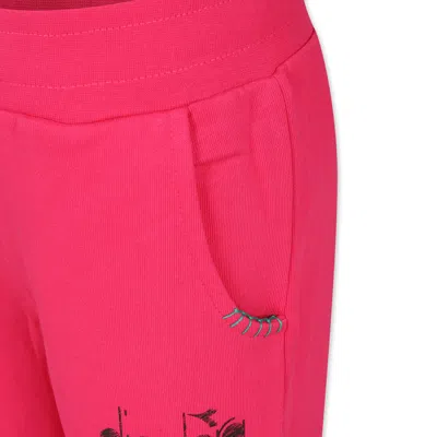 Diadora Fuchsia Trousers For Girl With Logo In Fuchsia