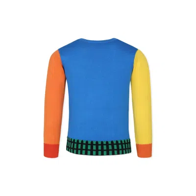 Stella Mccartney Light Blue Sweater For Boy With Tractor In Multicolor