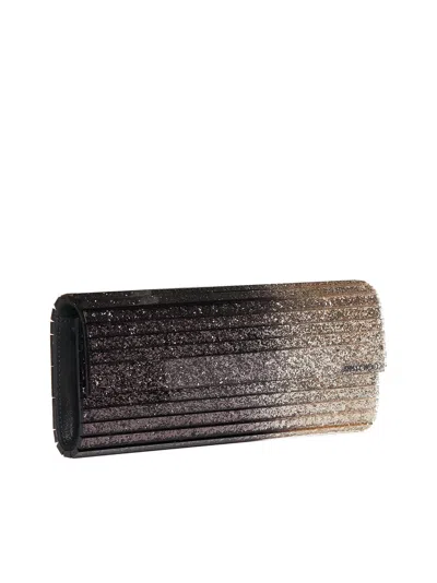 Jimmy Choo Sweetie Metallic-finish Clutch Bag In Blackchampagne