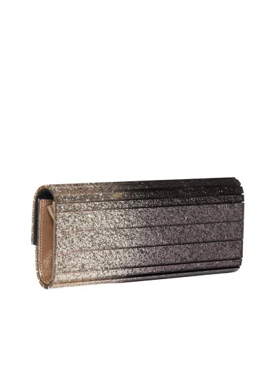 Jimmy Choo Sweetie Metallic-finish Clutch Bag In Blackchampagne