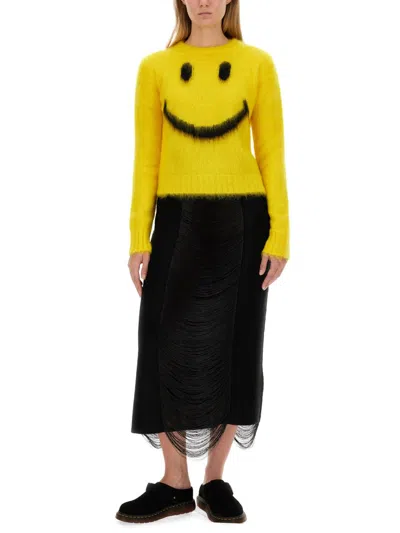 Shop Moschino Smile Shirt In Yellow