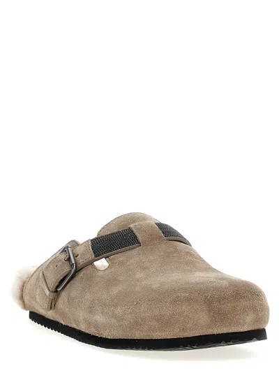 Shop Brunello Cucinelli Monile Sabots In Sand