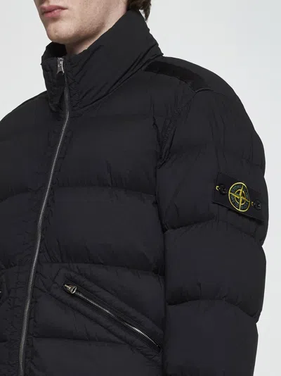 Shop Stone Island Quilted Nylon Down Jacket In V0029 Black