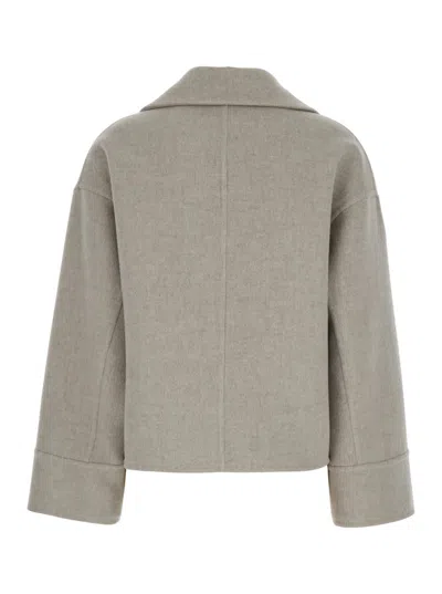 Shop Brunello Cucinelli Beige Double-breasted Short Coat With Wide Revers In Wool And Cashmere Woman In Beige Freddo