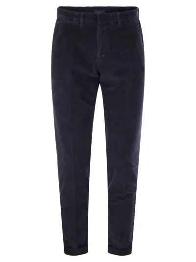 Shop Fay Slim Corduroy Trousers In Blue