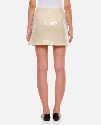 Shop Rotate Birger Christensen Sequins Mini Skirt In Avorio