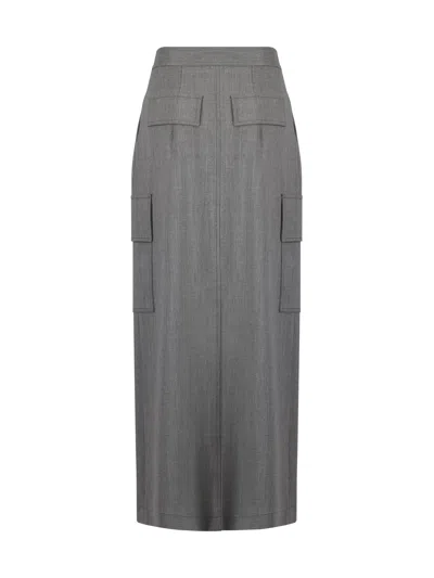 Shop Crida Milano Chioggia Long Skirt In Granito