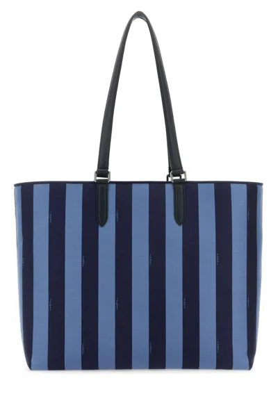 Fendi Men Embroidered Canvas Go To Shopping Bag In Blu