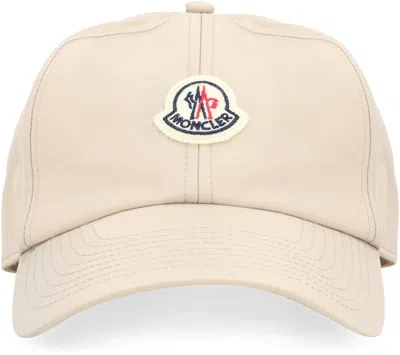 Moncler Structured Cotton Baseball Cap With Adjustable Fit In Beige