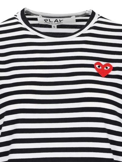 Comme Des Garçons Play Omme Des Garcons Play Single Heart Stripe T Shirt In Black