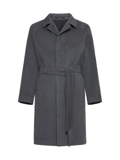 Shop Tagliatore Coat In Grigio/silver